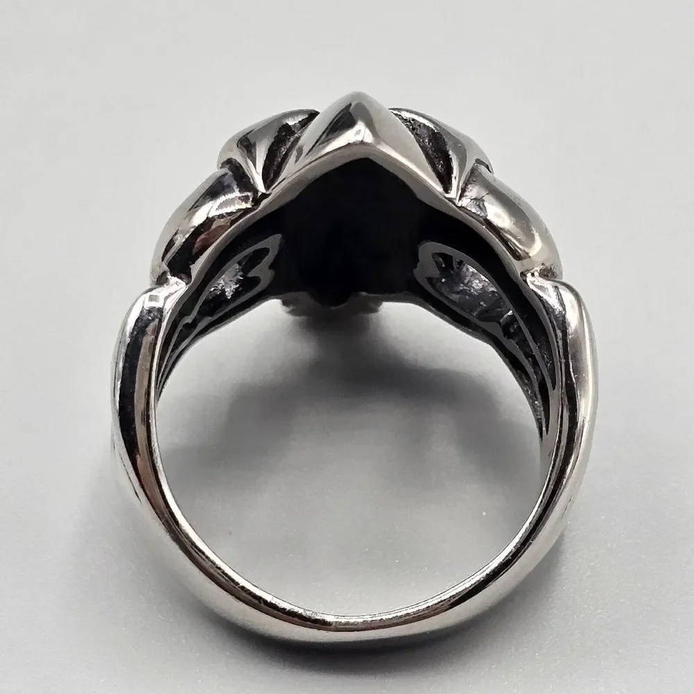 Mens Skull Ring Stainless Steel Helmet Viking Gothic Biker 3D Figural Sz 13